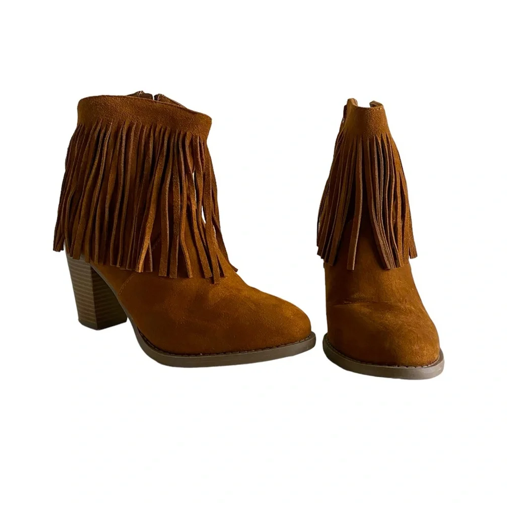 Fringe Western Boots Booties - Picture 2 of 6